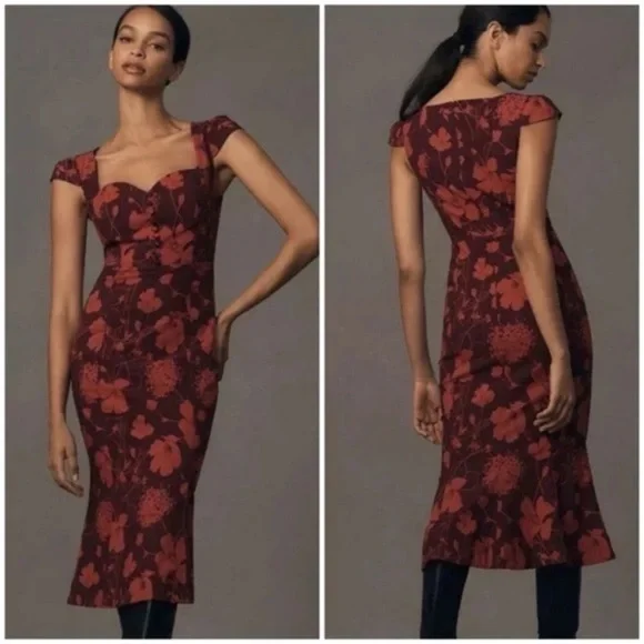 Anthropologie The Cecily Fit & Flare Sweetheart Dress by Maeve size medium